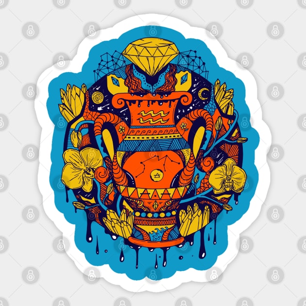 Orange Blue Mystic Aquarius Vase Sticker by kenallouis